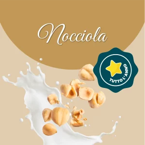 Si vede un'immagine che racchiude i principali ingredienti di nocciola: latte e nocciole