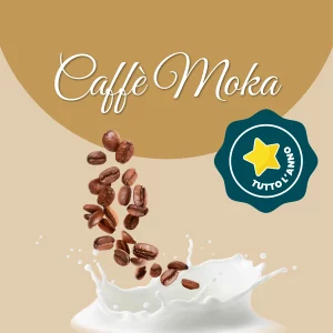 Si vede un'immagine che racchiude i principali ingredienti del caffè moka: latte e caffè
