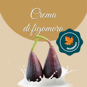 Si vede un'immagine che racchiude i principali ingredienti della crema al figomoro: latte e figo moro.